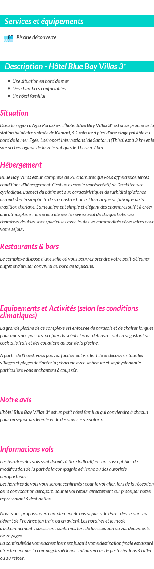 Détails du séjour