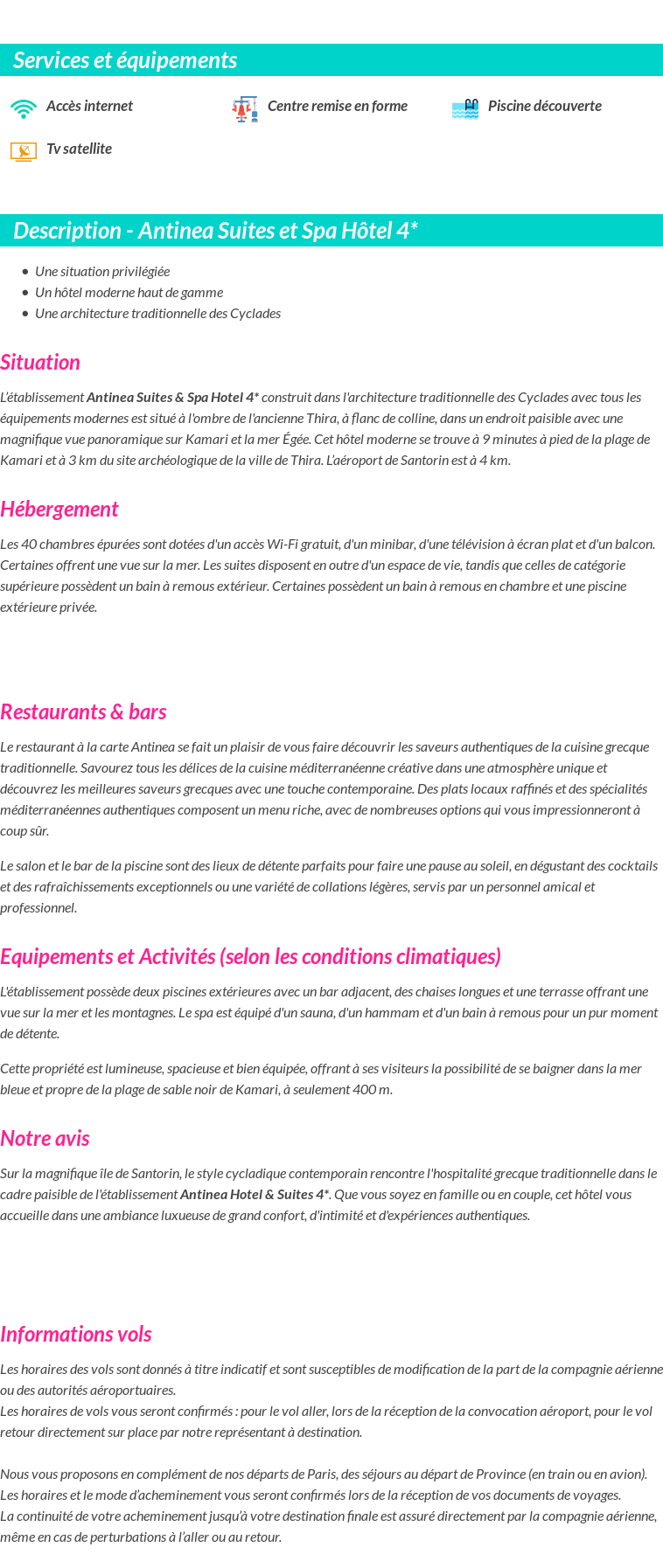 Détails du séjour