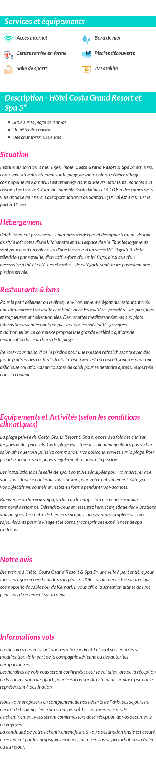 Détails du séjour