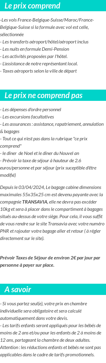 Conditions tarifaires