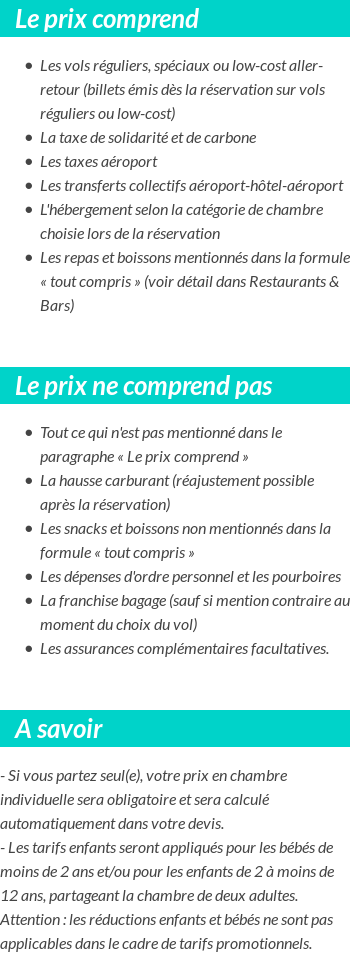 Conditions tarifaires