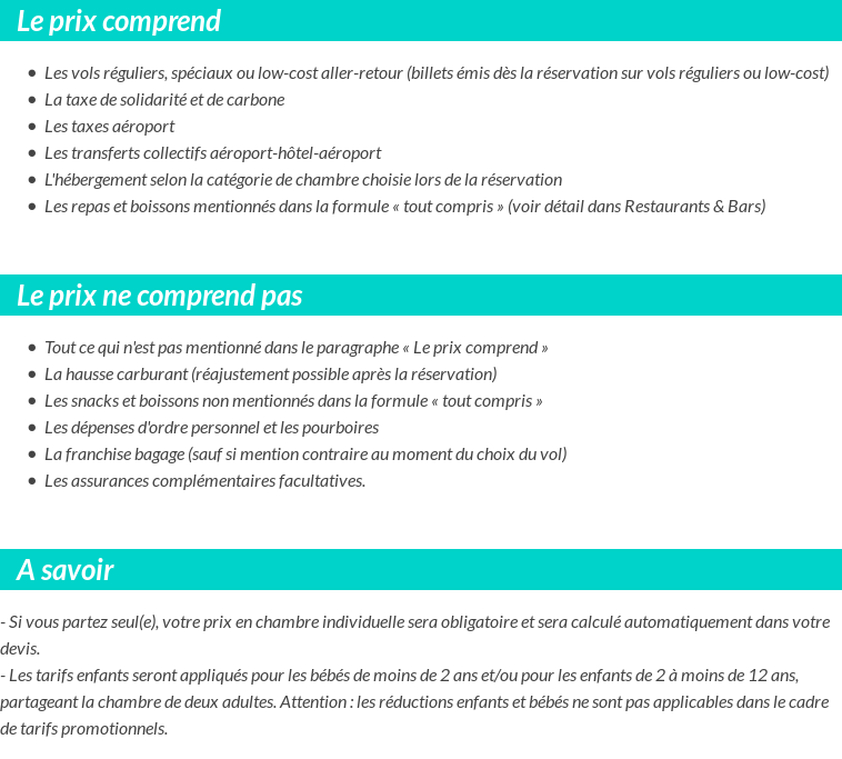 Conditions tarifaires