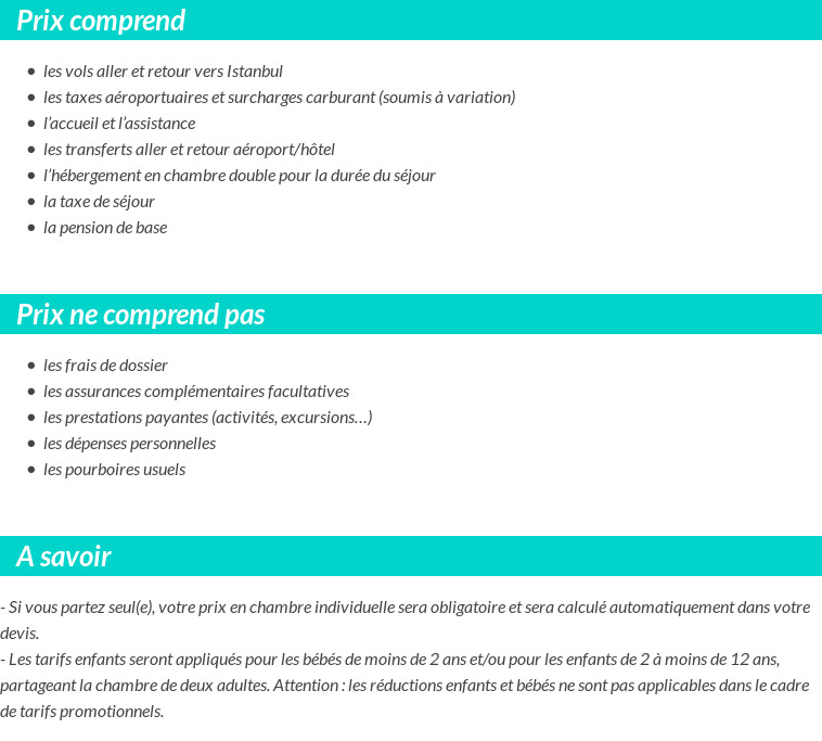 Conditions tarifaires