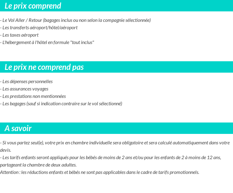Conditions tarifaires