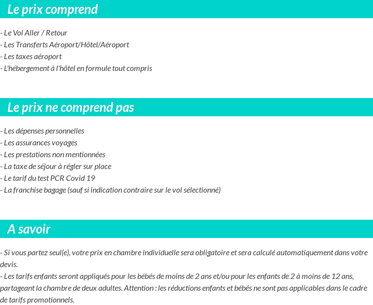 Conditions tarifaires