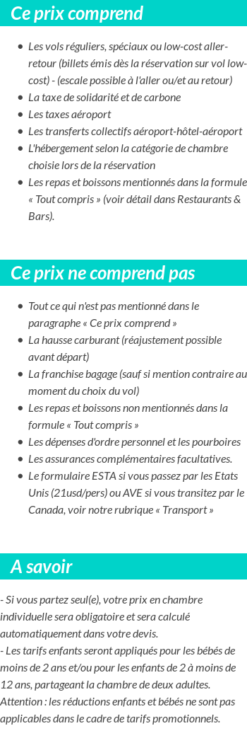Conditions tarifaires