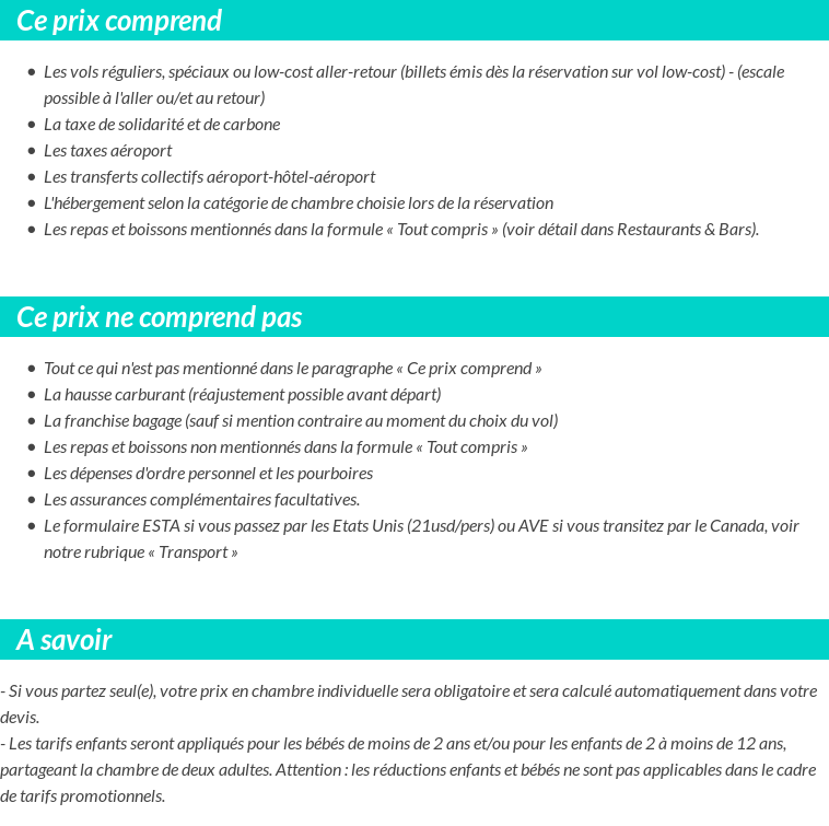 Conditions tarifaires