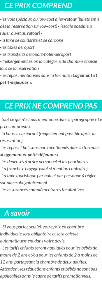 Conditions tarifaires