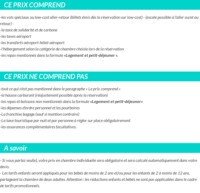 Conditions tarifaires