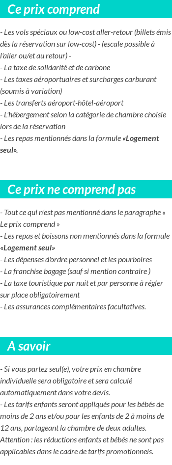 Conditions tarifaires