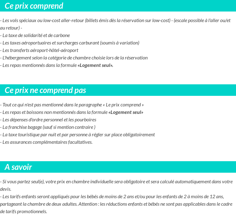 Conditions tarifaires
