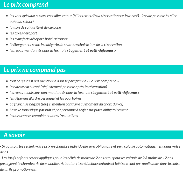 Conditions tarifaires