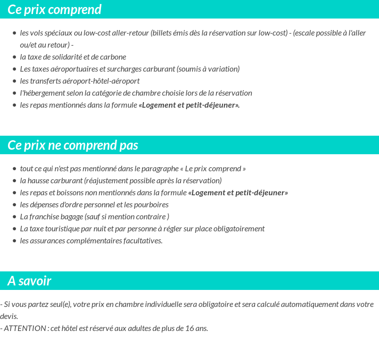 Conditions tarifaires