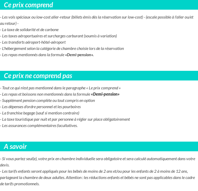 Conditions tarifaires