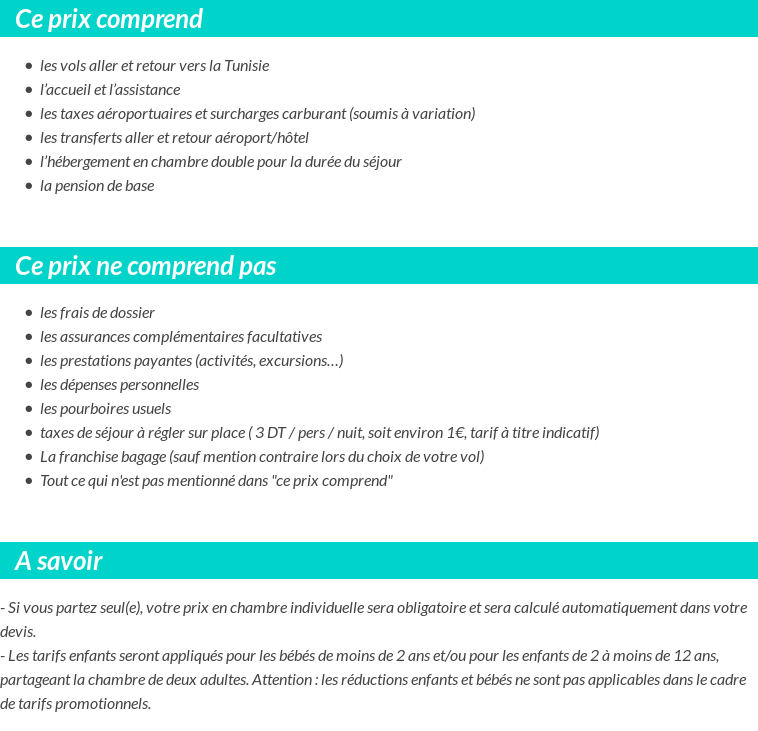 Conditions tarifaires