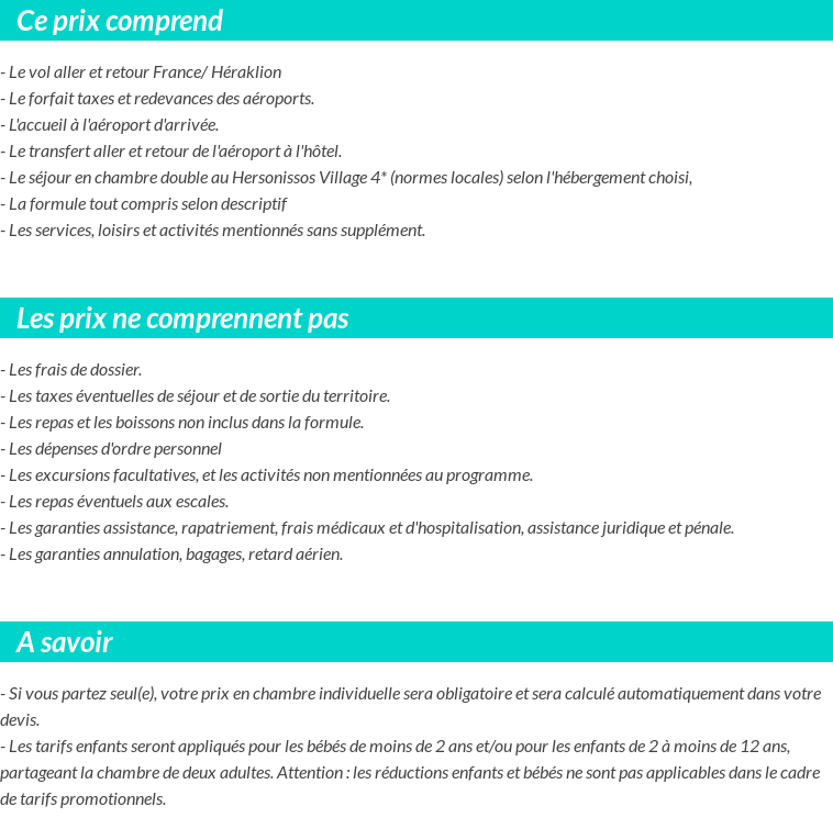 Conditions tarifaires