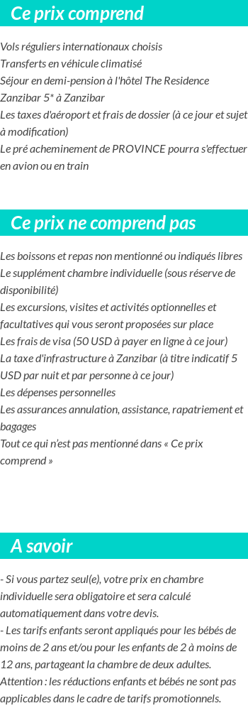 Conditions tarifaires