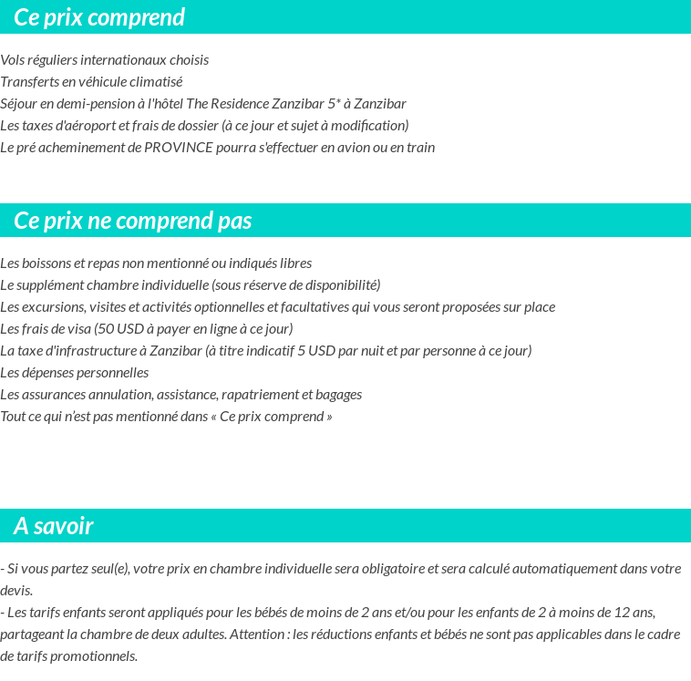Conditions tarifaires