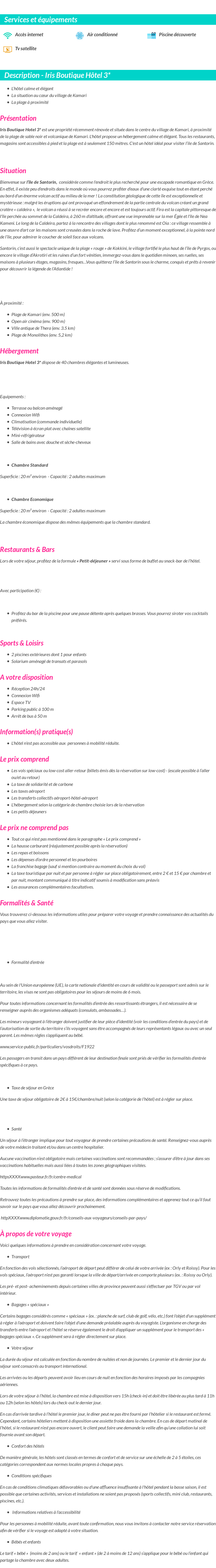 Détails du séjour