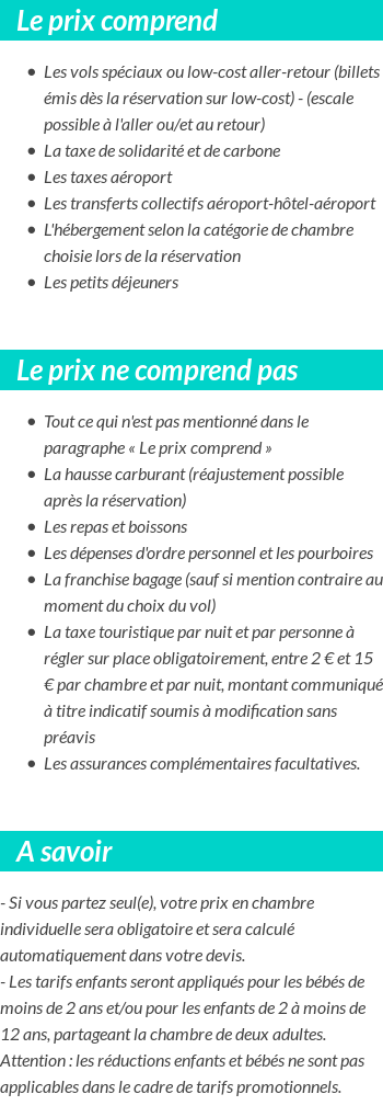Conditions tarifaires