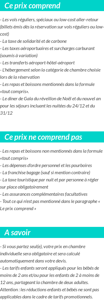 Conditions tarifaires