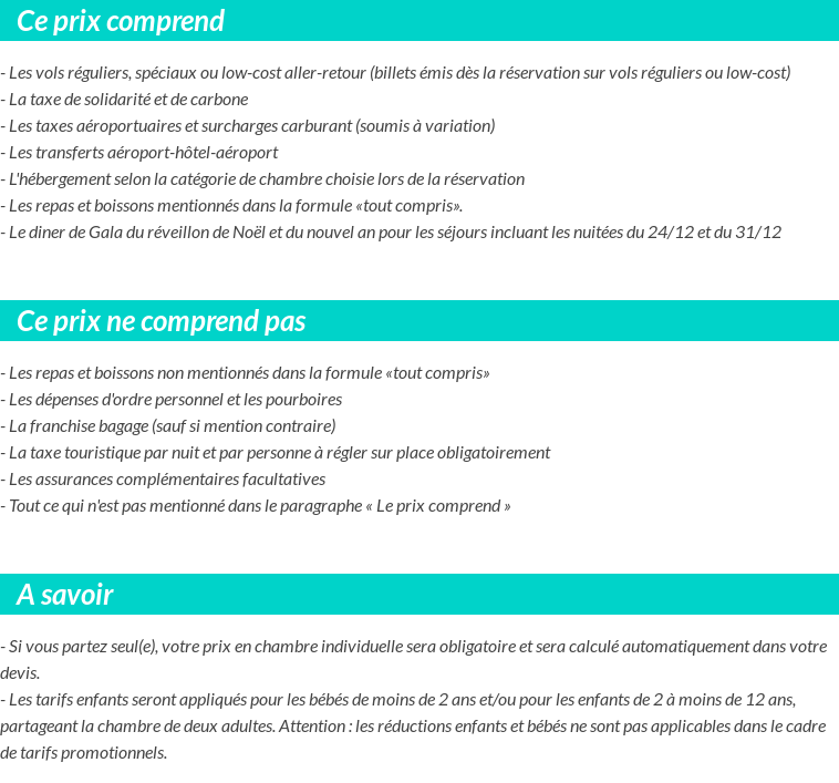 Conditions tarifaires