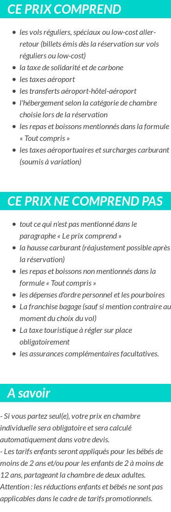 Conditions tarifaires