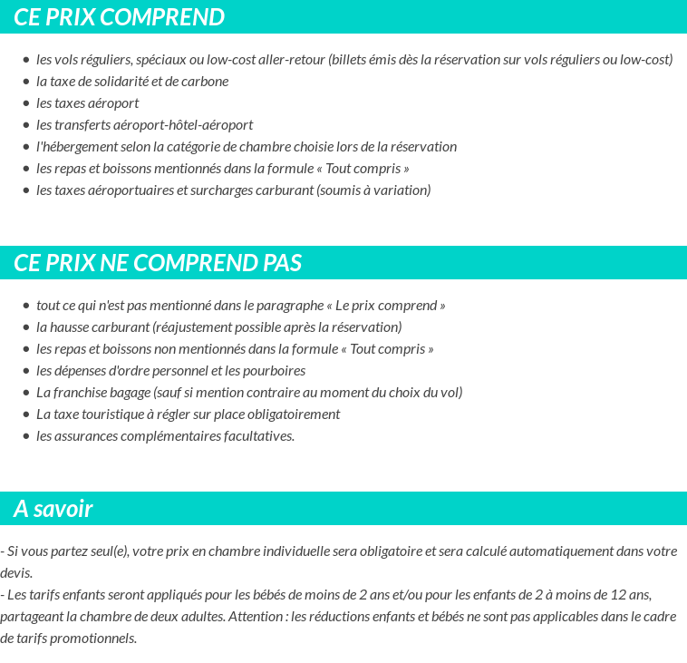 Conditions tarifaires