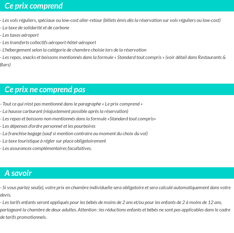 Conditions tarifaires