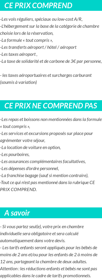 Conditions tarifaires
