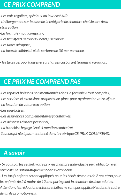 Conditions tarifaires