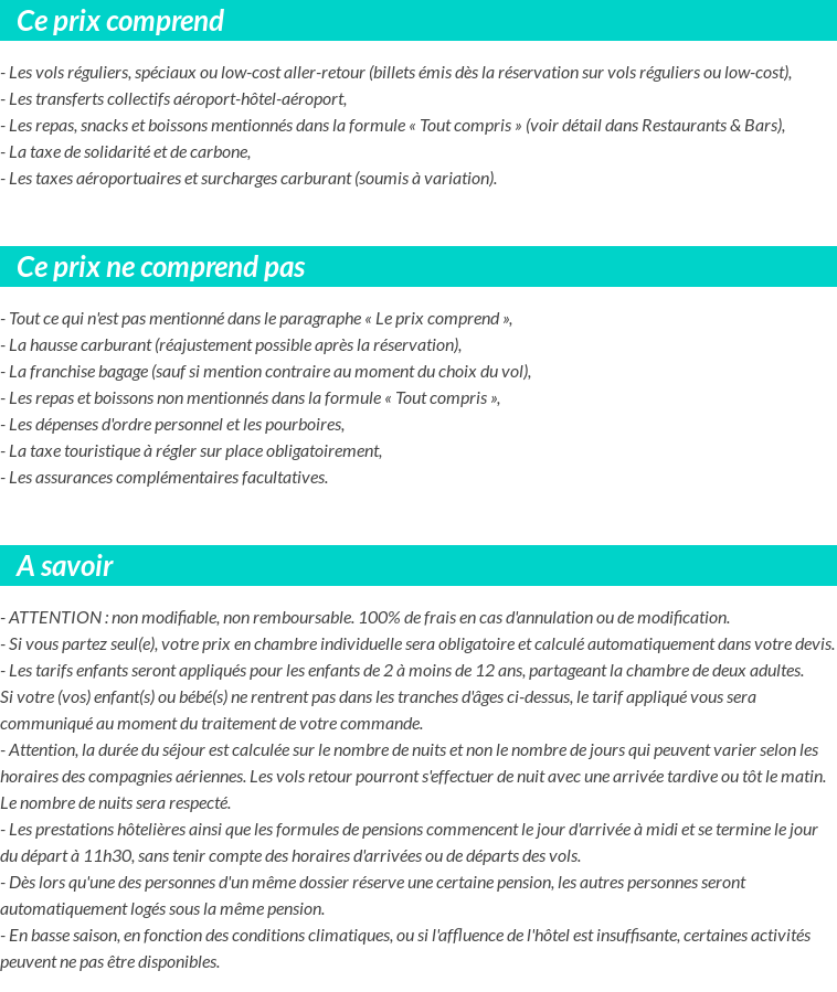 Conditions tarifaires