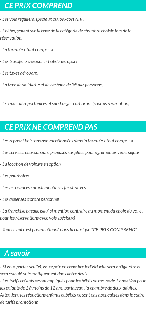 Conditions tarifaires