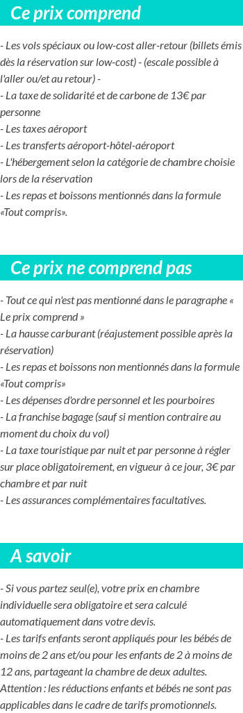 Conditions tarifaires