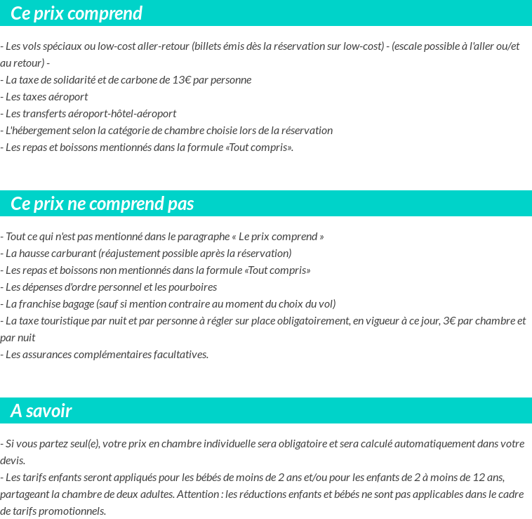 Conditions tarifaires