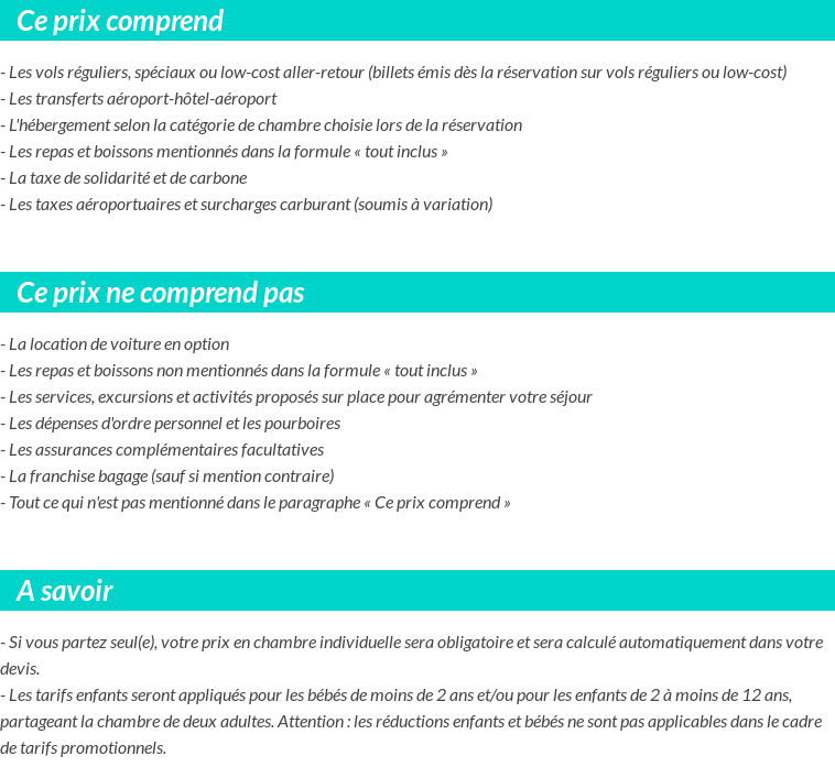 Conditions tarifaires