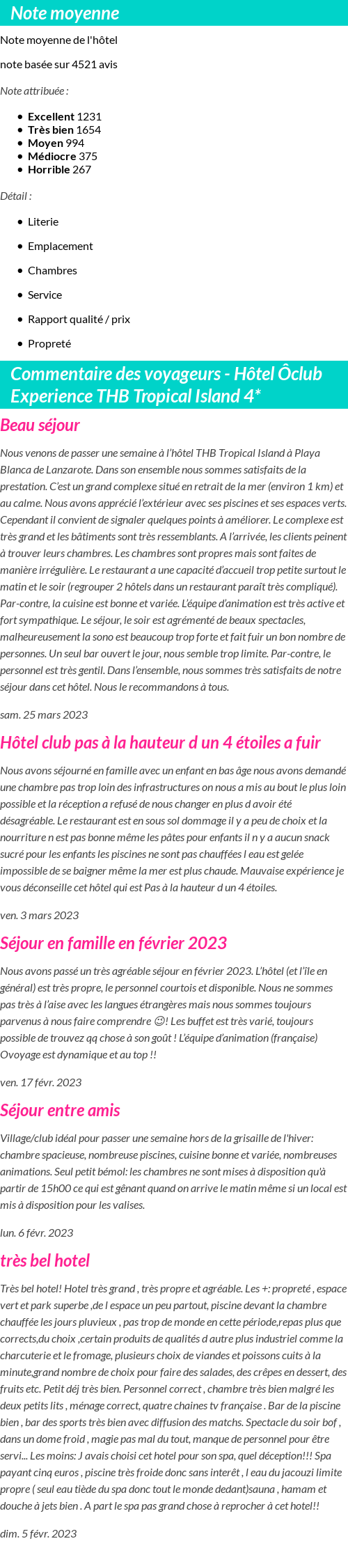 Avis clients