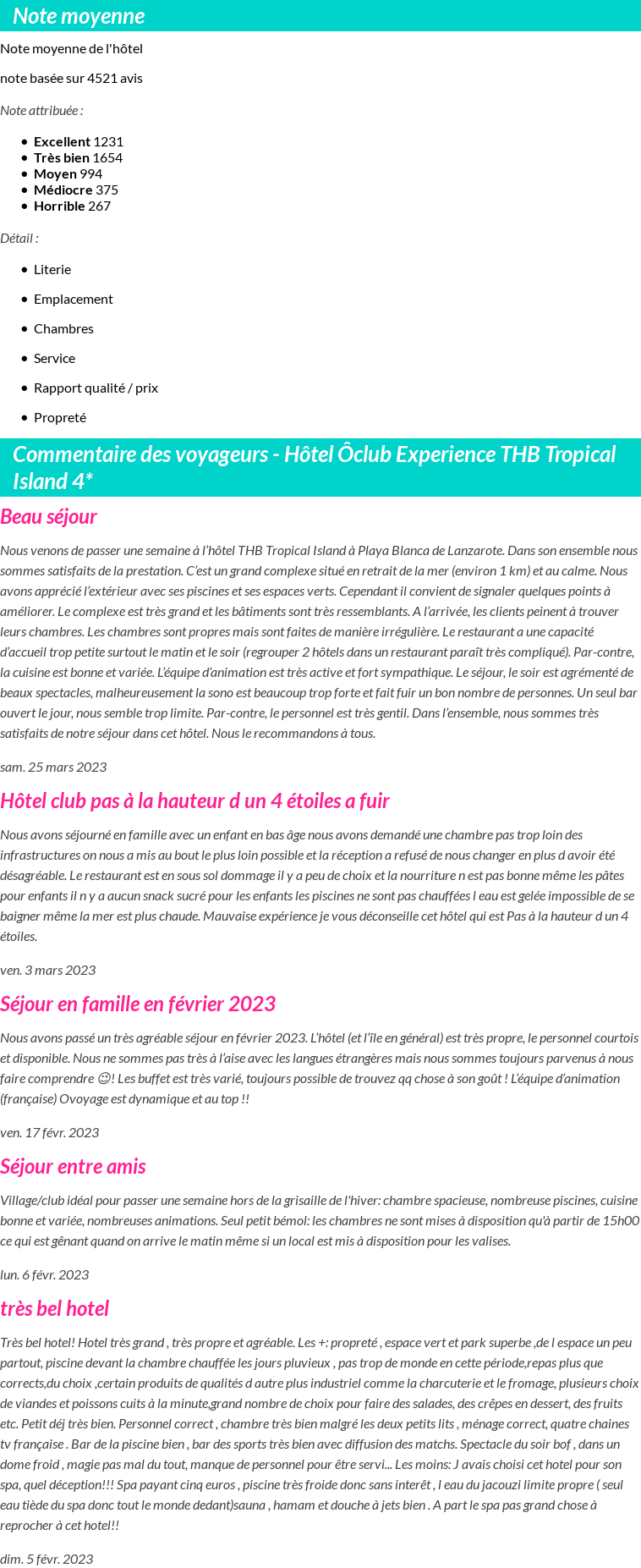 Avis clients