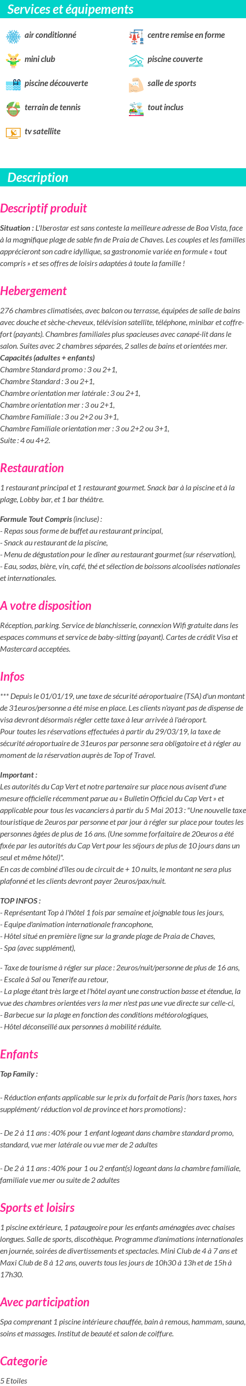 Détails du séjour