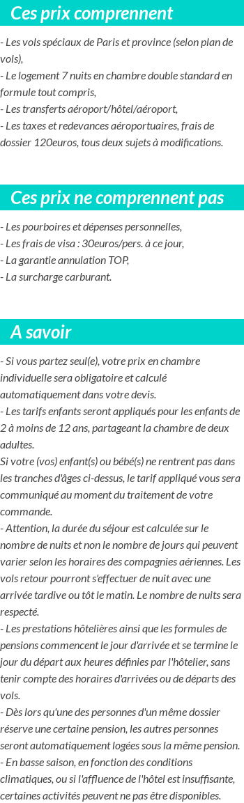 Conditions tarifaires