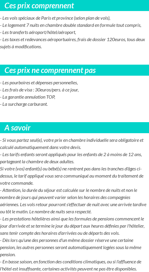Conditions tarifaires