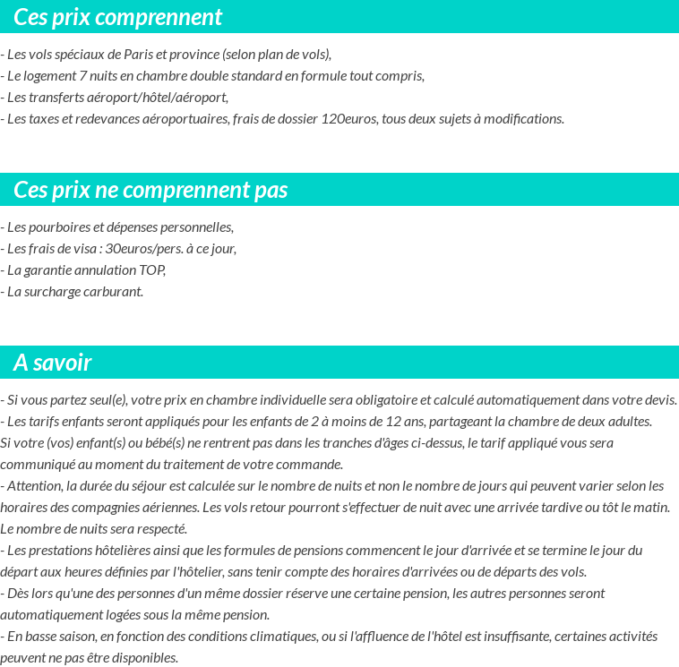 Conditions tarifaires