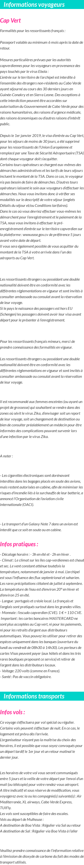 Formalités et infos voyageurs