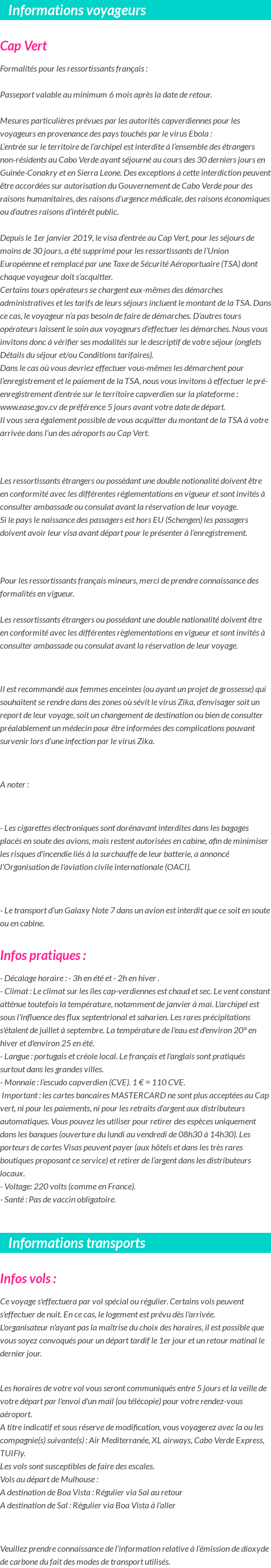 Formalités et infos voyageurs
