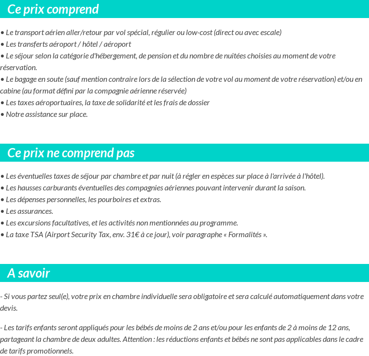 Conditions tarifaires
