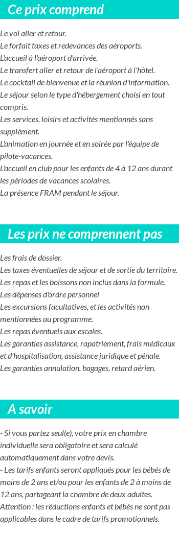 Conditions tarifaires