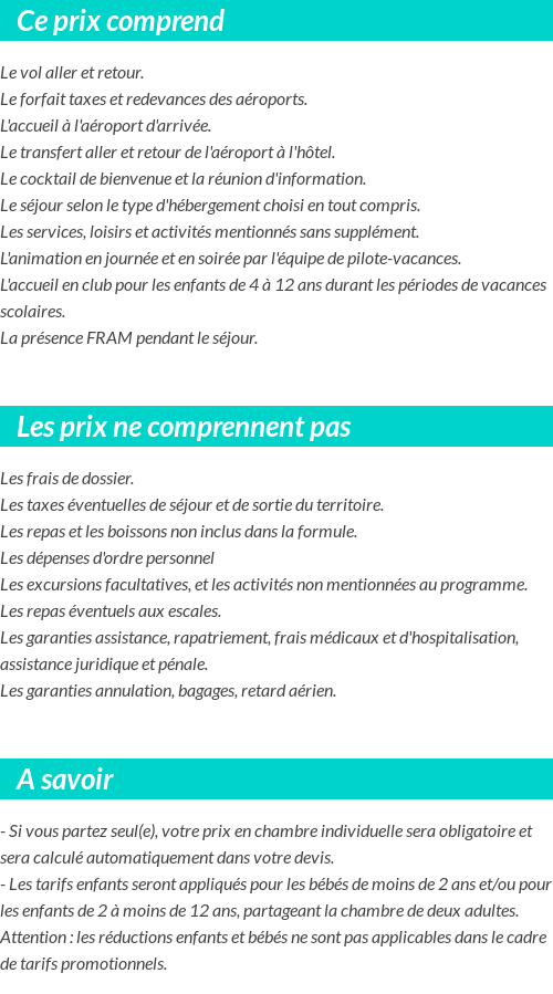 Conditions tarifaires