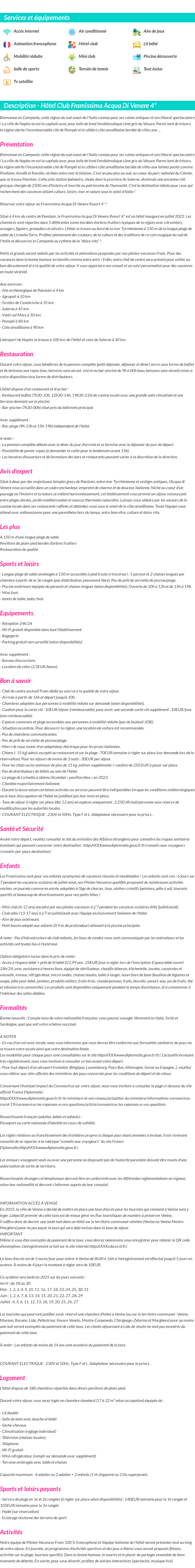 Détails du séjour