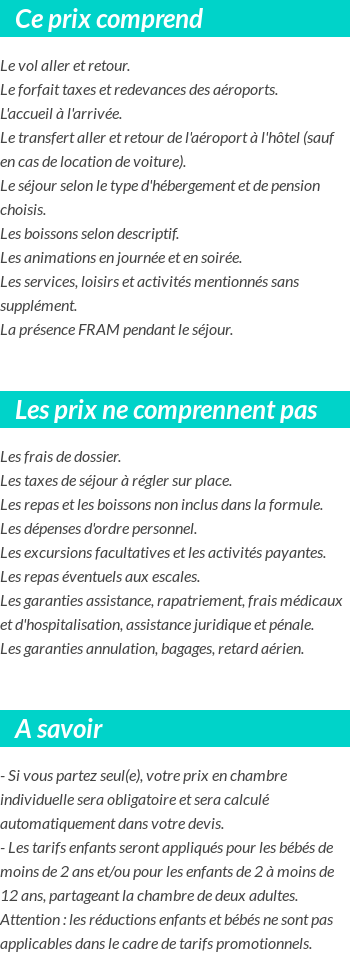 Conditions tarifaires