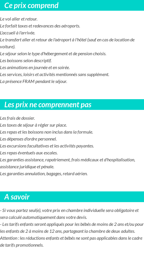 Conditions tarifaires